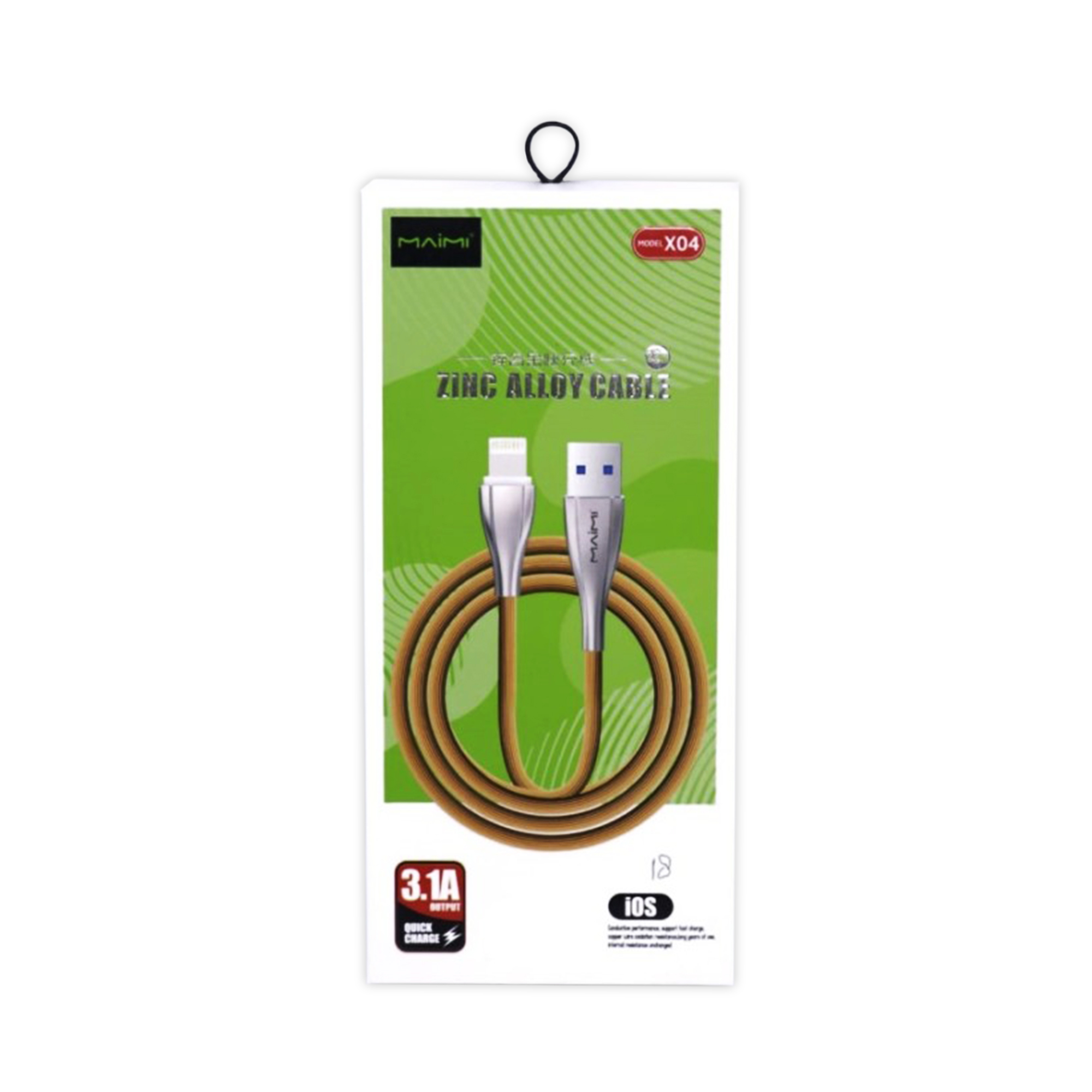 KABEL DATA MAIMI X04-IOS-1.2M-WHITE/GREY/GOLD - 3.1A CHARGING SPEED -ZINC ALLOY+DURABLE PVC ORIGINAL